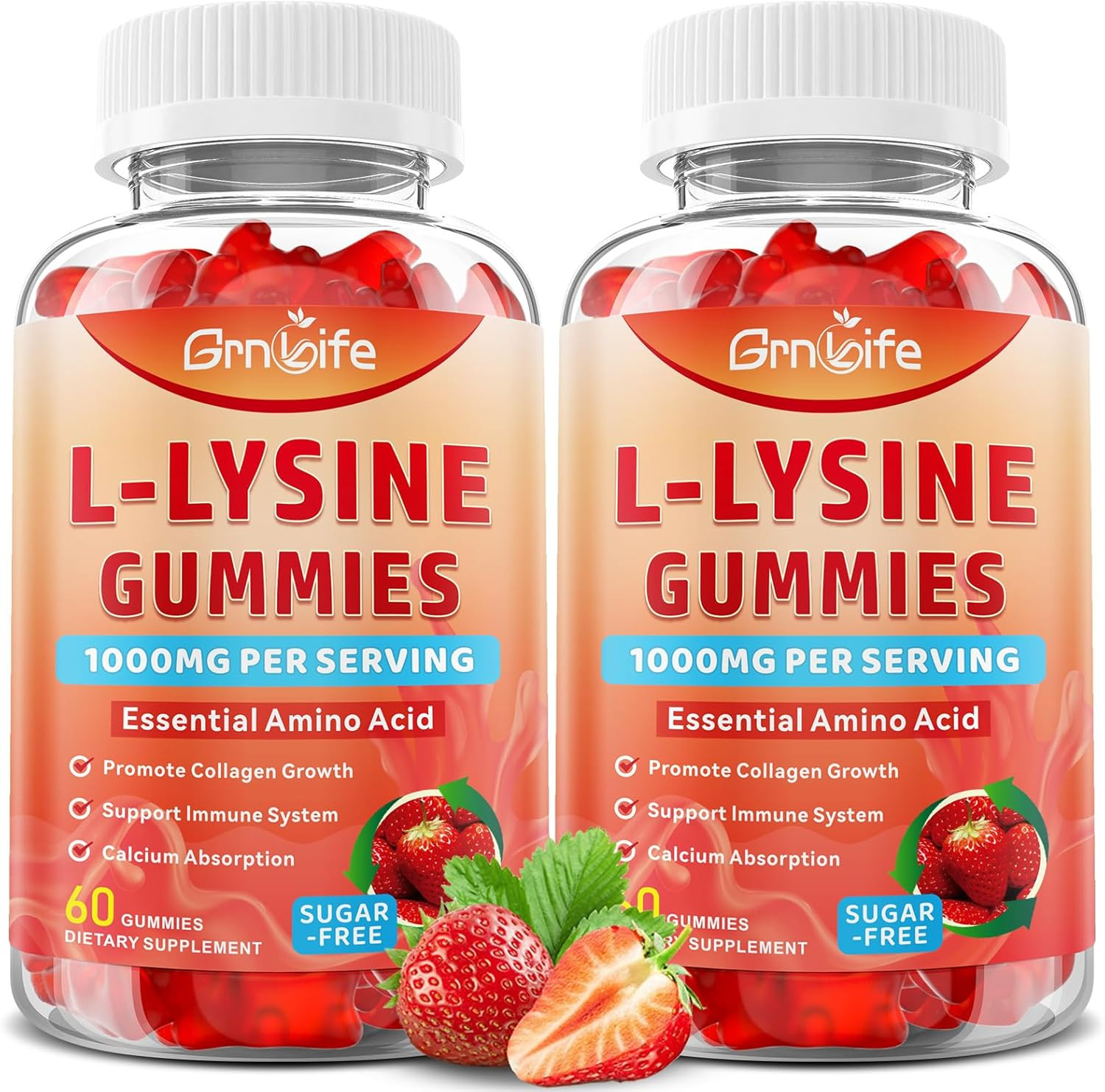 L-Lysine 1000mg Gummies Immune Support Strawberry 120 Count