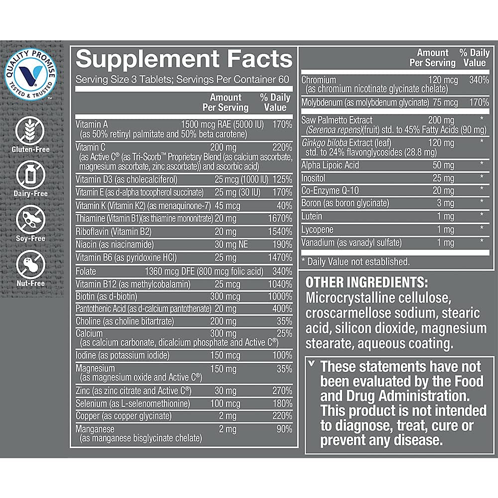 The Vitamin Shoppe Ultimate Man 50+ 180 count (Pack of 1), No Color