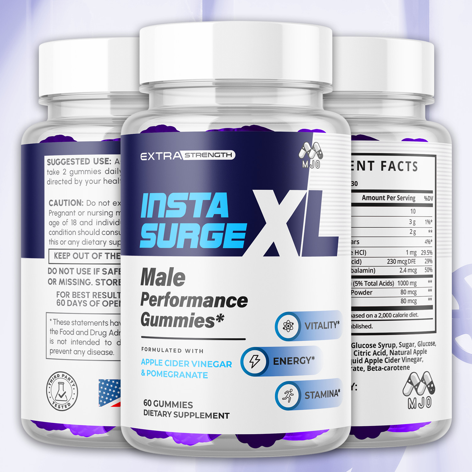 (1 Pack) Insta Surge XL Male Gummys Advanced Supplement InstaSurgeXL 60 Gummies
