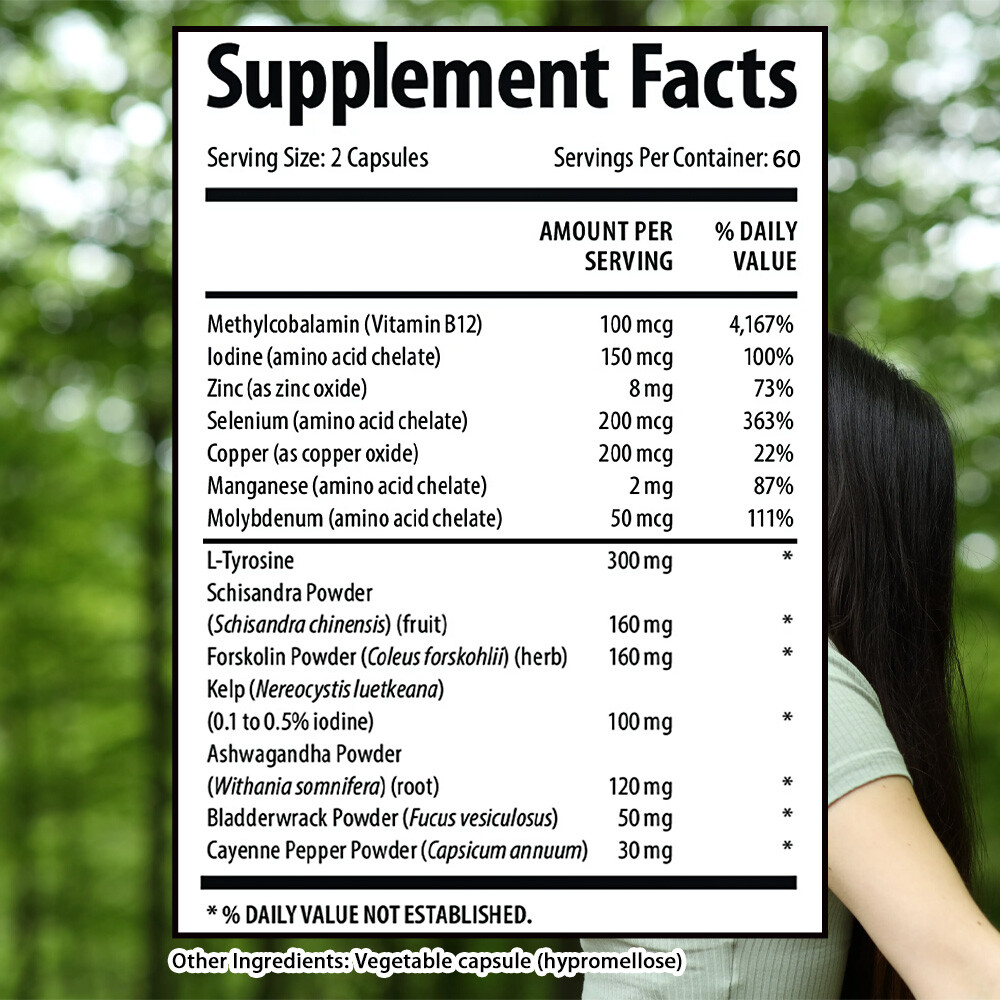 Thyroid Health Supplement 30/60/120 Capsules (NON-GMO) – Energy & Weight Loss