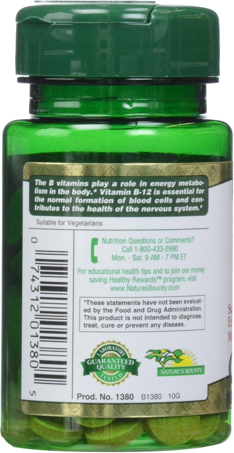 Vitamin B-12 1000 mcg Energy Nervous System Support Tablets 100 Count Pack of 1