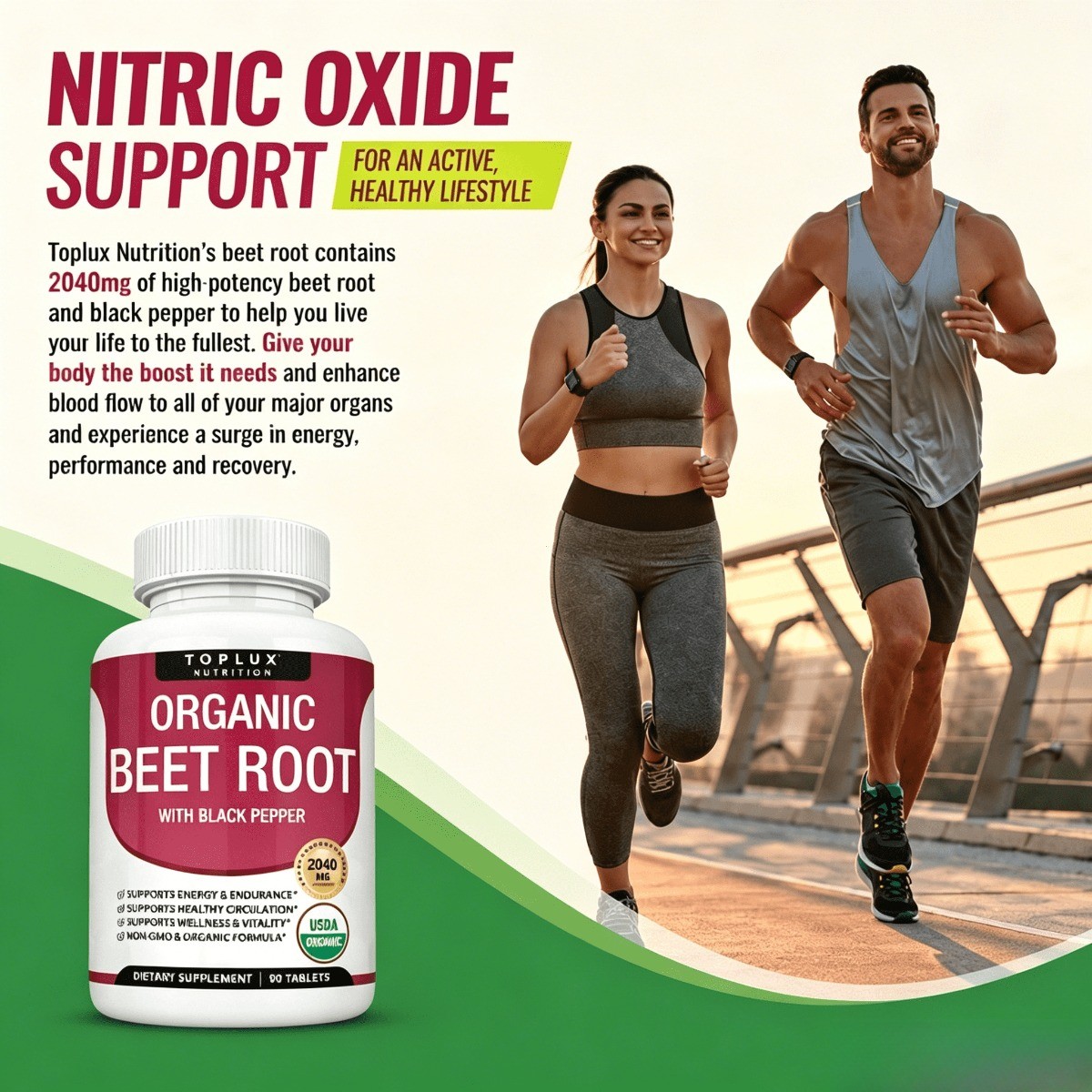 Toplux Organic Beet Root Powder Tablets – Natural Nitric Oxide Beets to Support