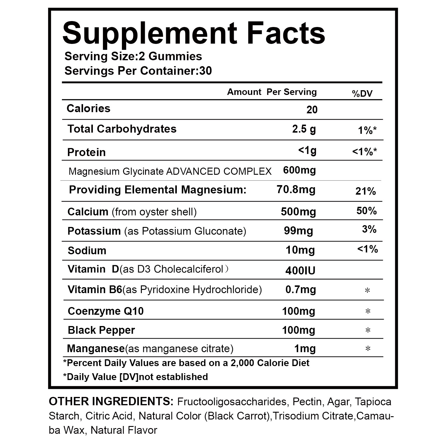 2x Magnesium Glycinate 600mg Advanced Complex 60 Gummy Gluten Free & Non-GMO