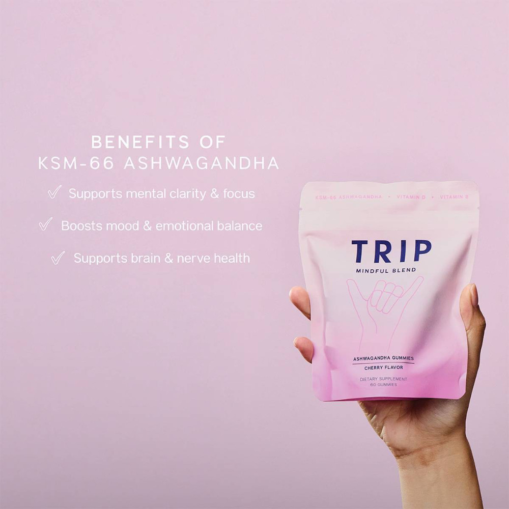 TRIP Ashwagandha Stress Relief Gummy Vitamins – Cherry Flavor – 60ct
