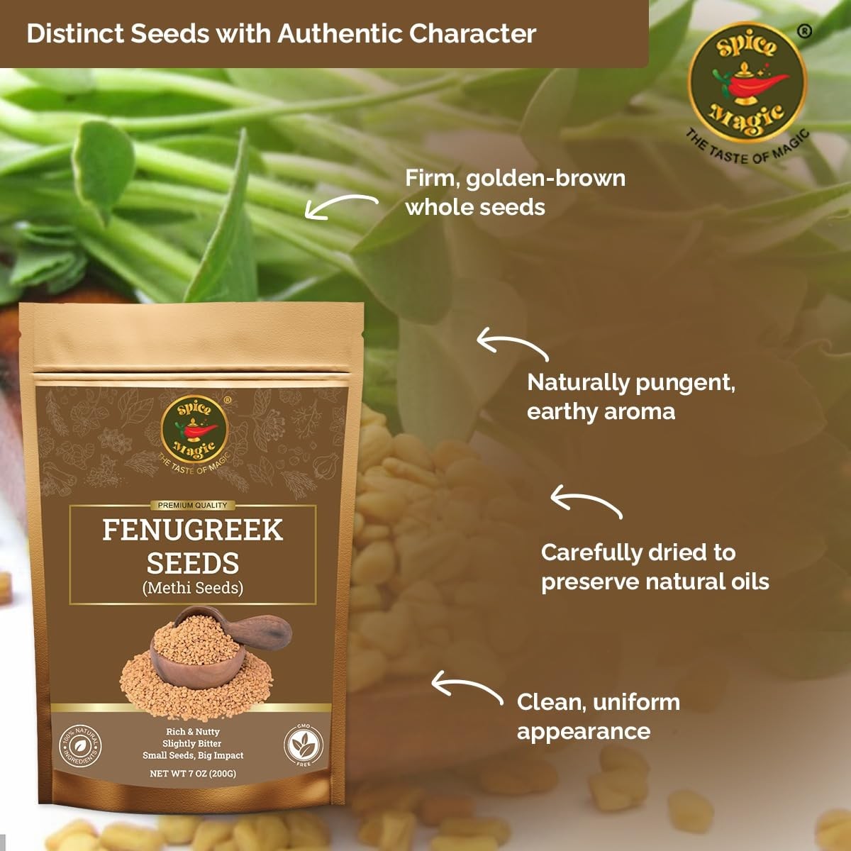 Spice Magic Fenugreek Seeds 7oz (200g) I Whole Methi for 7 Ounces