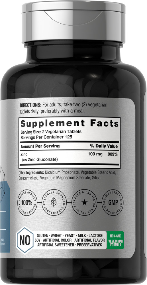 Chelated Zinc Supplement 100mg | 250 Tablets | High Potency | by Horbaach