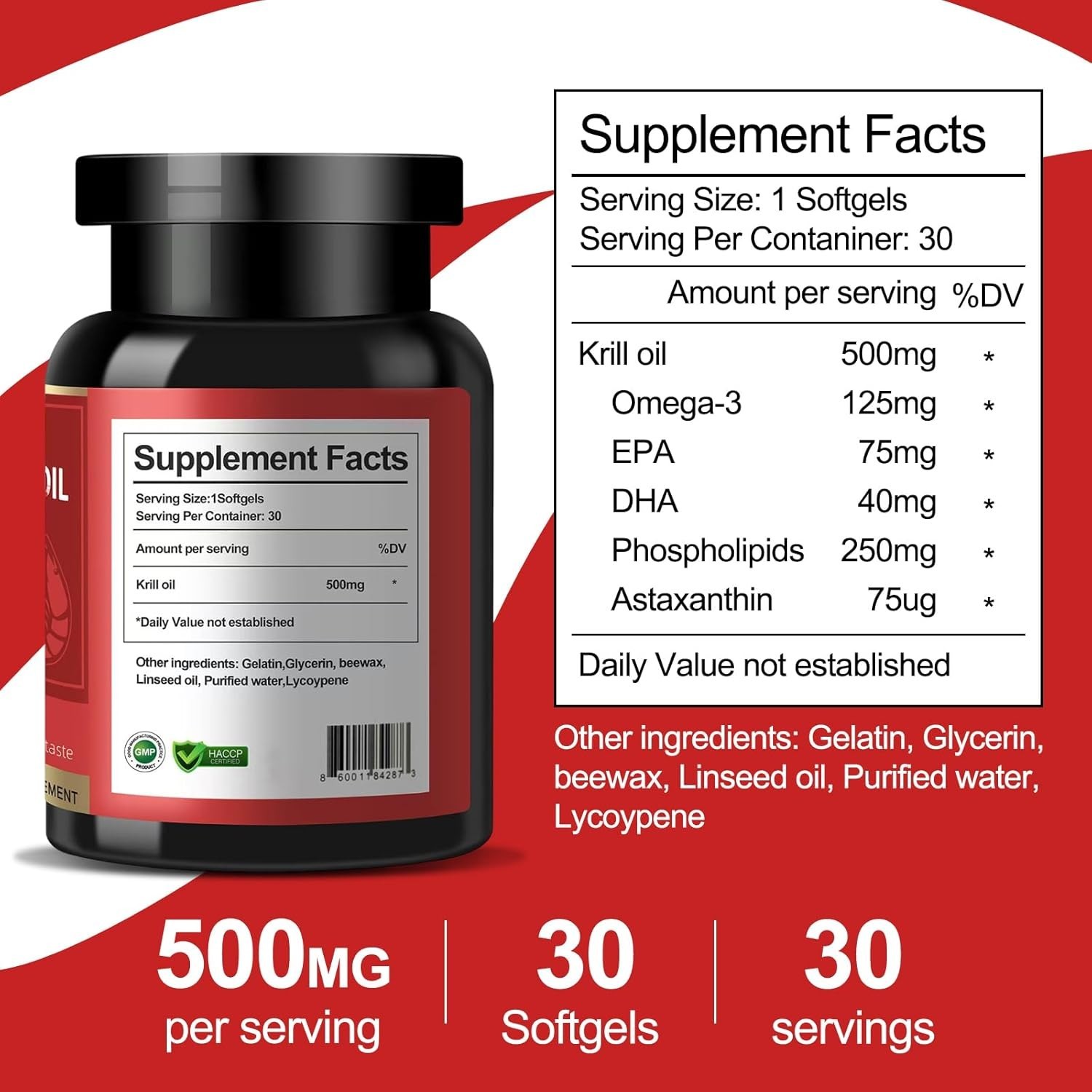 Wild-Caught Omega-3 Krill Oil 500 mg Softgels – Purity and Health in Every Dose