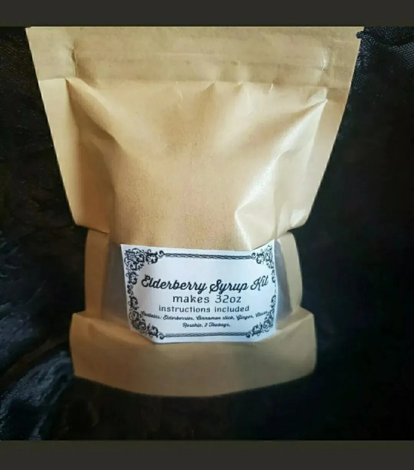 Elderberry Syrup Kit, Makes 32oz- ELDERBERRIES, HERBS, Instructions & Tea Bags