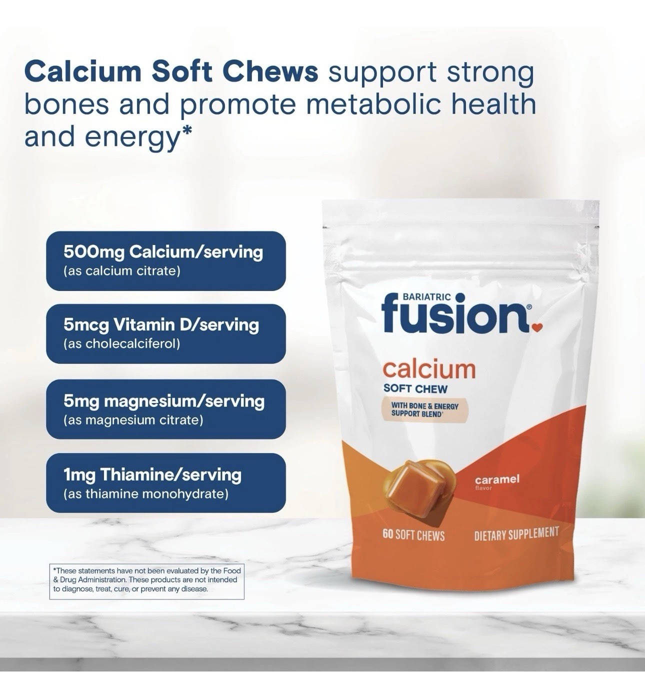 Bariatric Fusion Calcium Supplement Chews | 60 Count (Pack of 1)