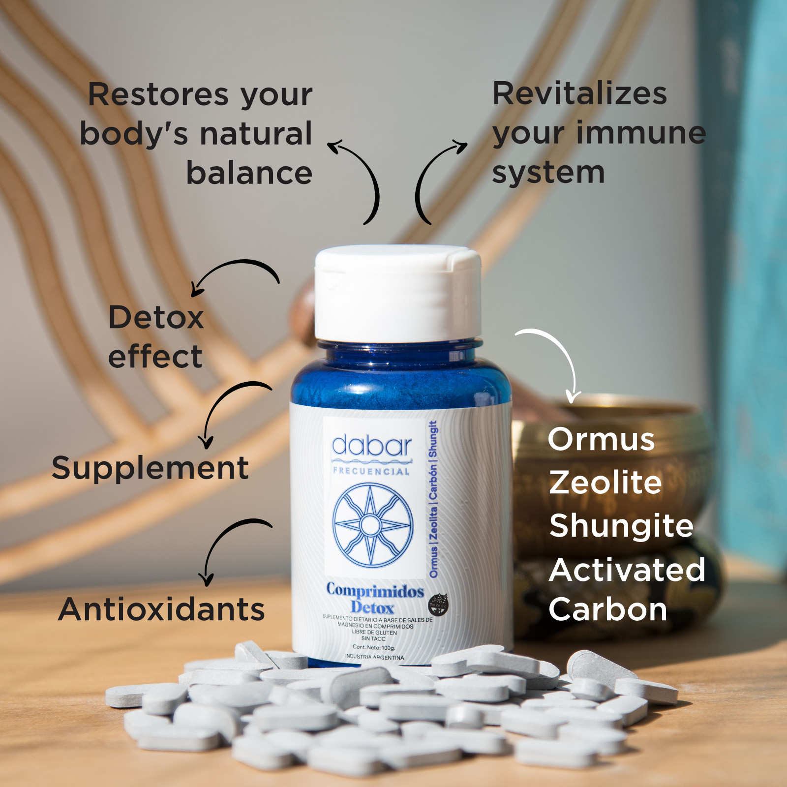 DETOX TABLET W ORMUS,ZEOLITE,SHUNGITE &ACTIVATED CHARCOAL-ELIMINATES HEAVY METAL
