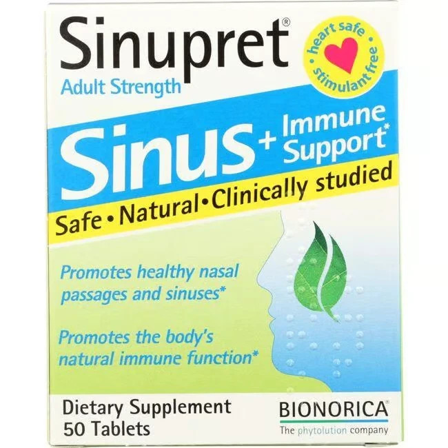 Bionorica Sinupret Adult Strength Sinus + Immune Support 50 Tabs (Pack of 2)