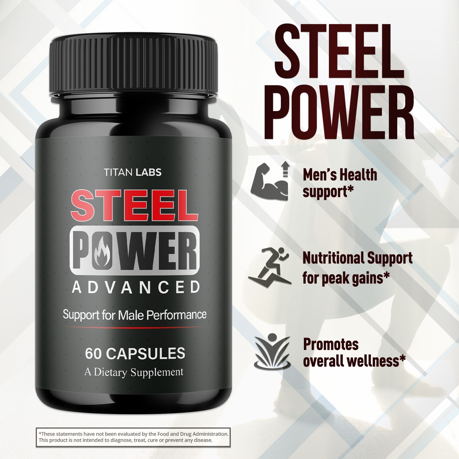 (1 Pack) Steel Power Advanced Male Health Support Supplement SteelPower 60 Caps