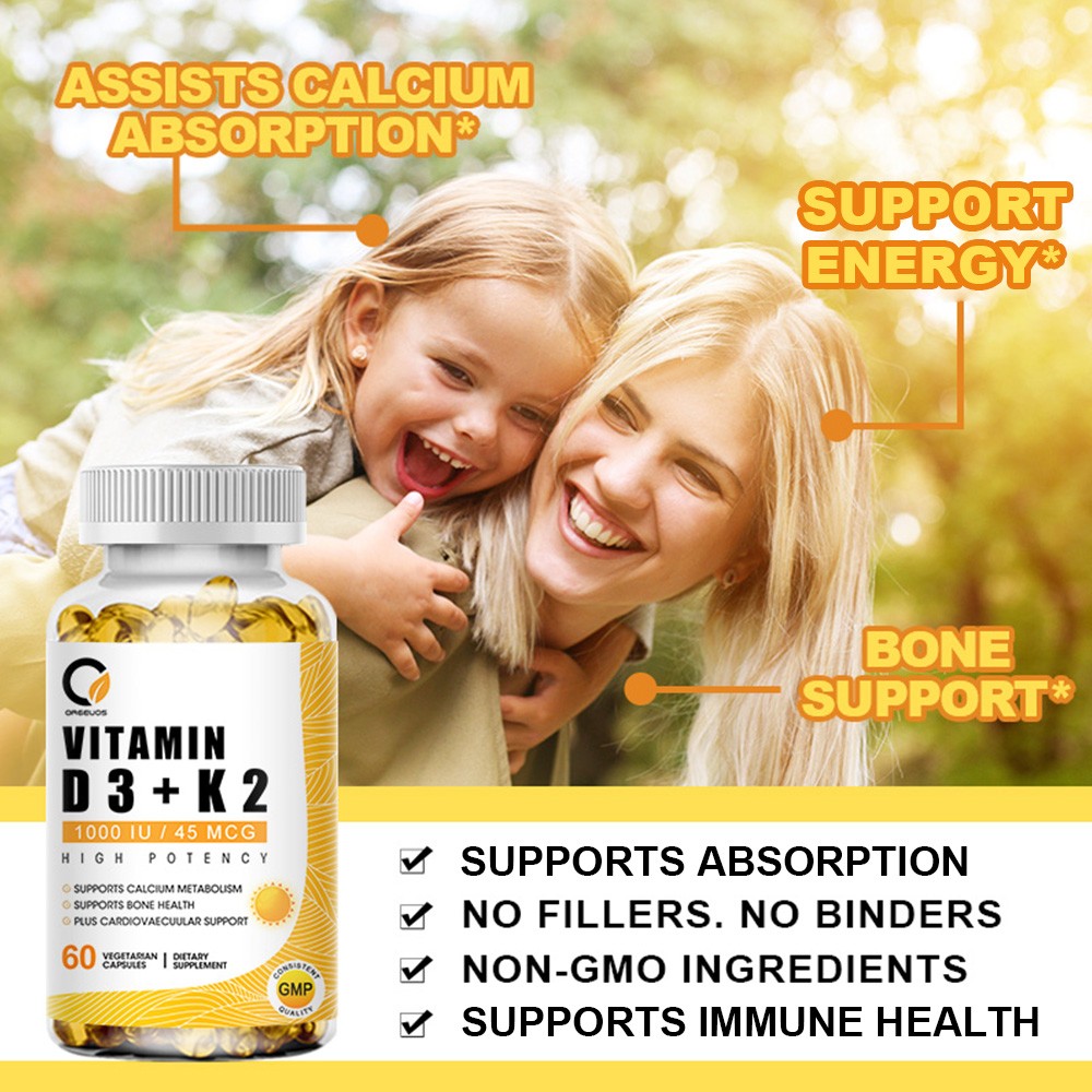 Vitamin D3 5000 IU K2 120 mcg, Vit D and K Supplement 30/60/120 capsules