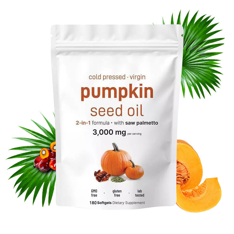 Seed Pumpkin Oil Saw Palmetto 3000 mg Support Bladder Prostate Skin Health,3Pack