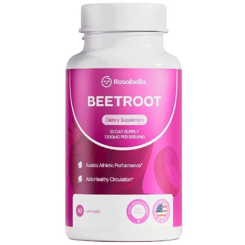 3 Packs Capsules Rosabella Supports Blood Pressure 60Ct Organic Beet Root Powder