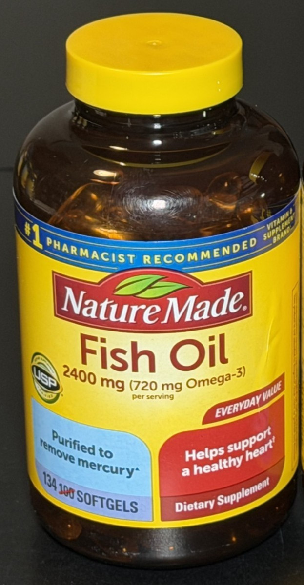 Nature Made Fish Oil 2400 mg (720 mg Omega-3) 134 Softgels ~ Exp 12/2028 – New