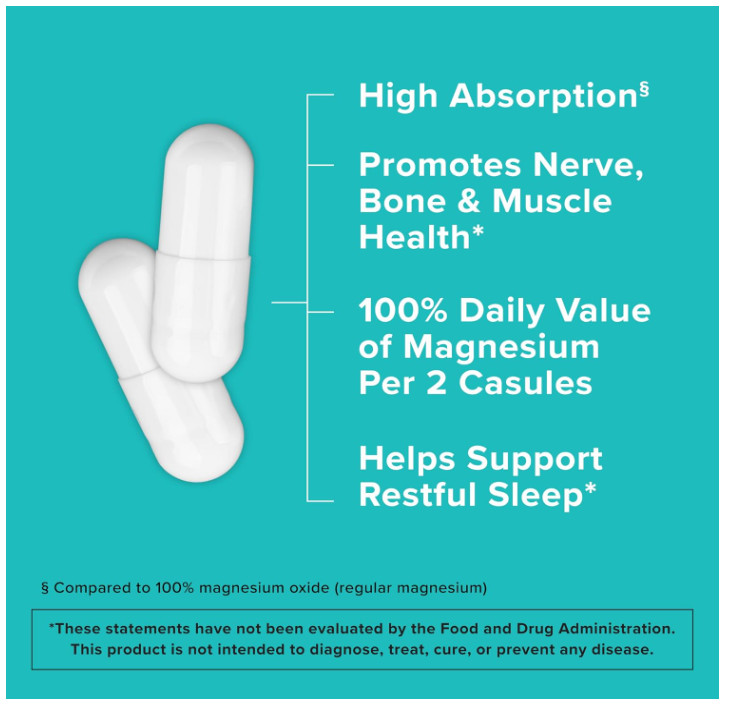 Qunol Magnesium Capsules 420mg, 100% DV, High Absorption Magnesium Supplement, E