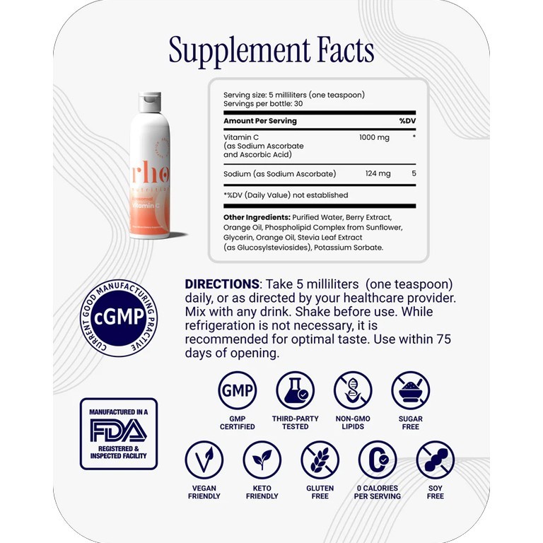 Rho Nutrition Liposomal Vitamic C – High Absorption Liquid Vitamin C 5oz