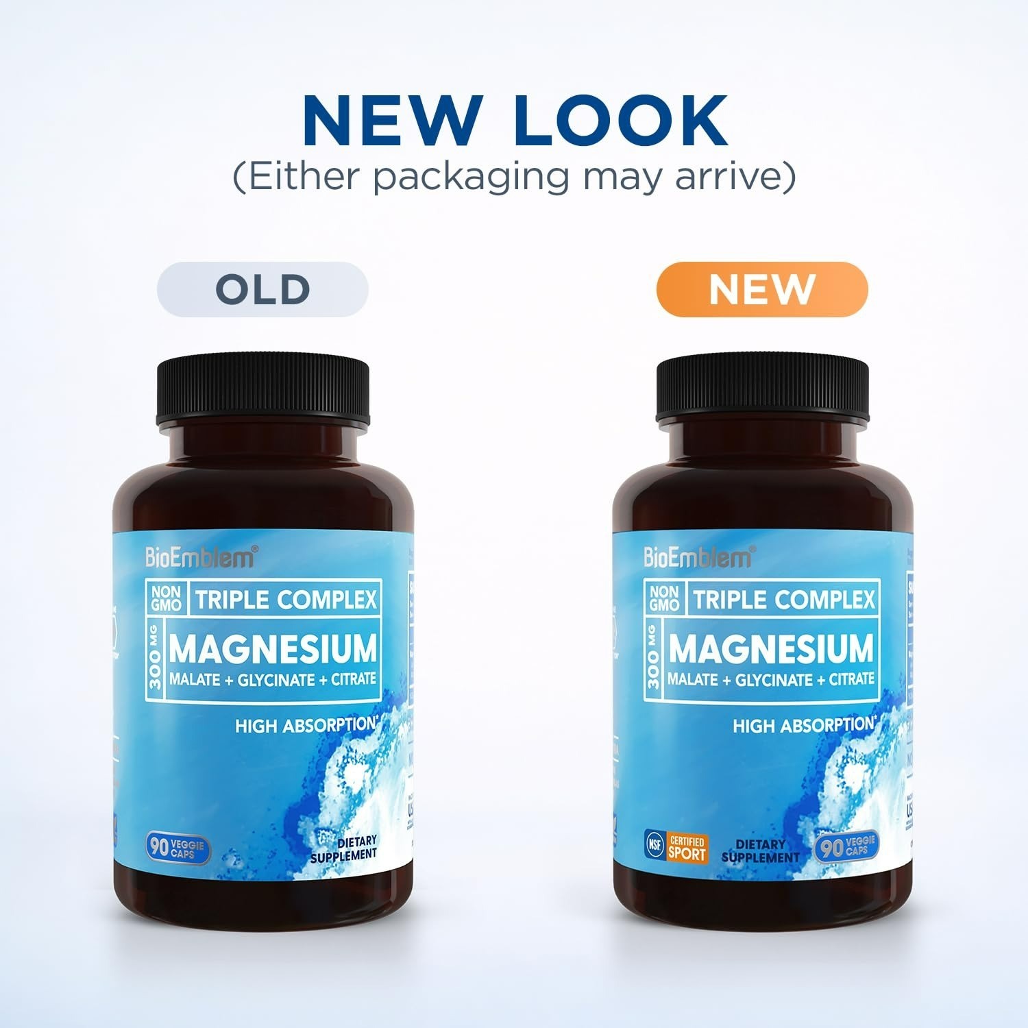 BioEmblem Triple Magnesium Complex 300mg | 90 Capsules | Vegan