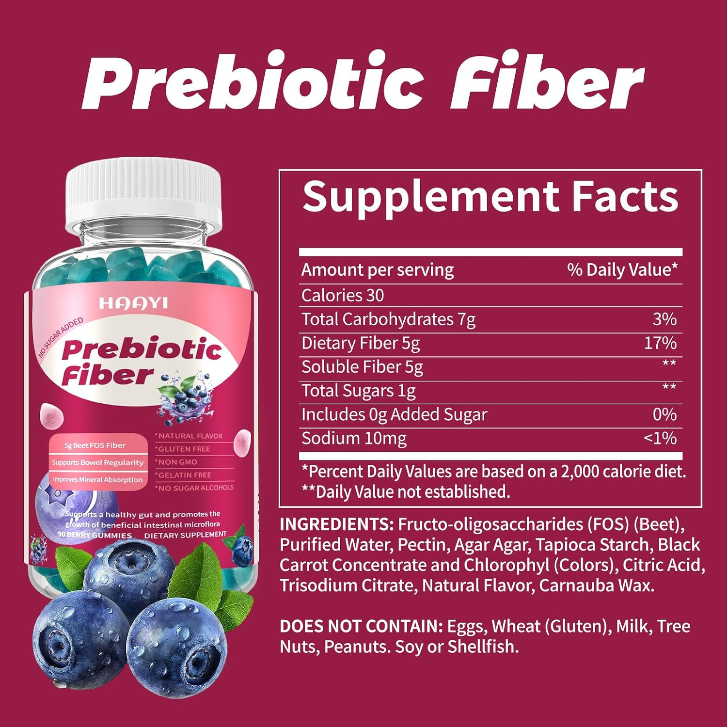Prebiotic Fiber Gummies 90 Count Zero Sugar Digestive Support