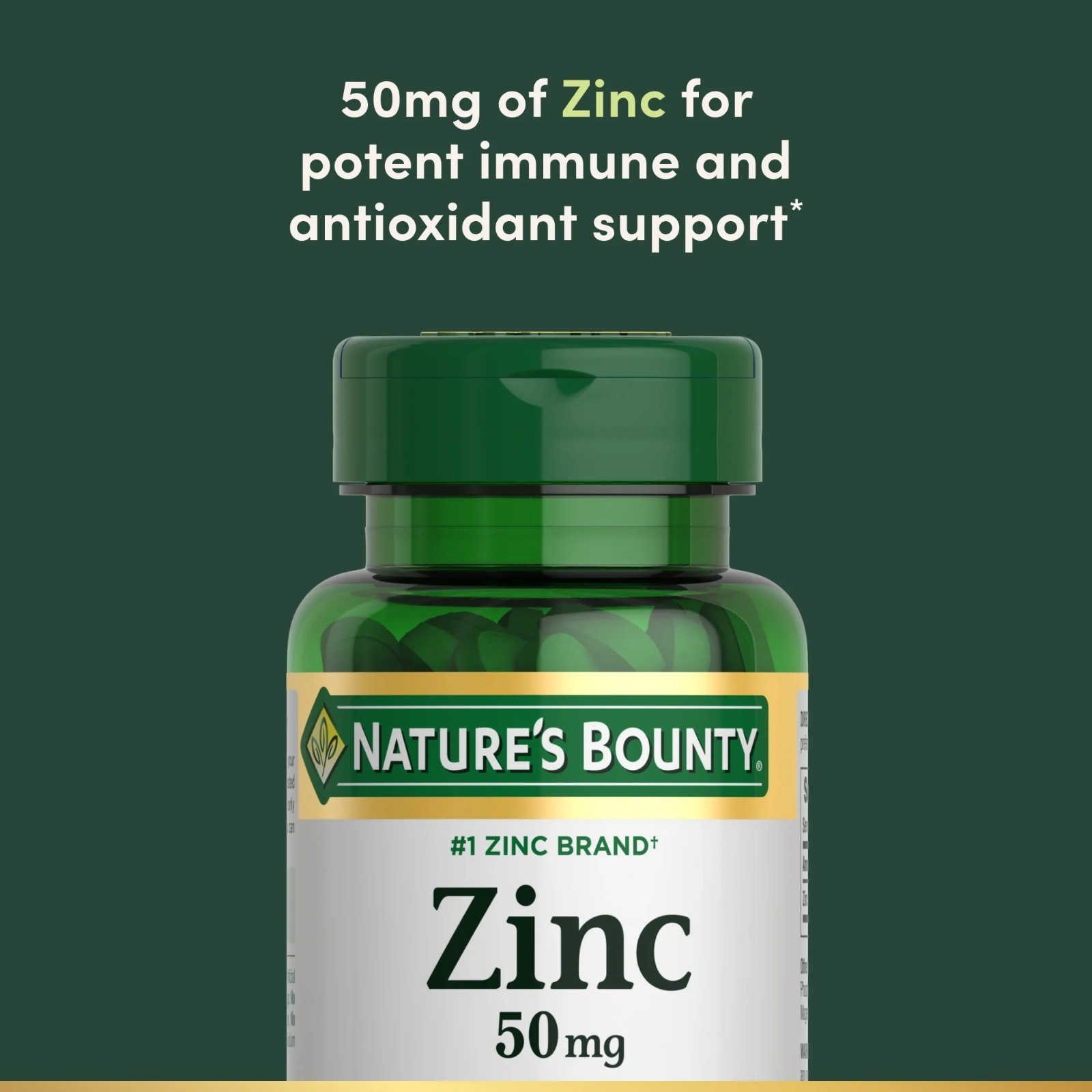 Nature’s Bounty Zinc Supports Immune Health 50mg 100 ct Caplets