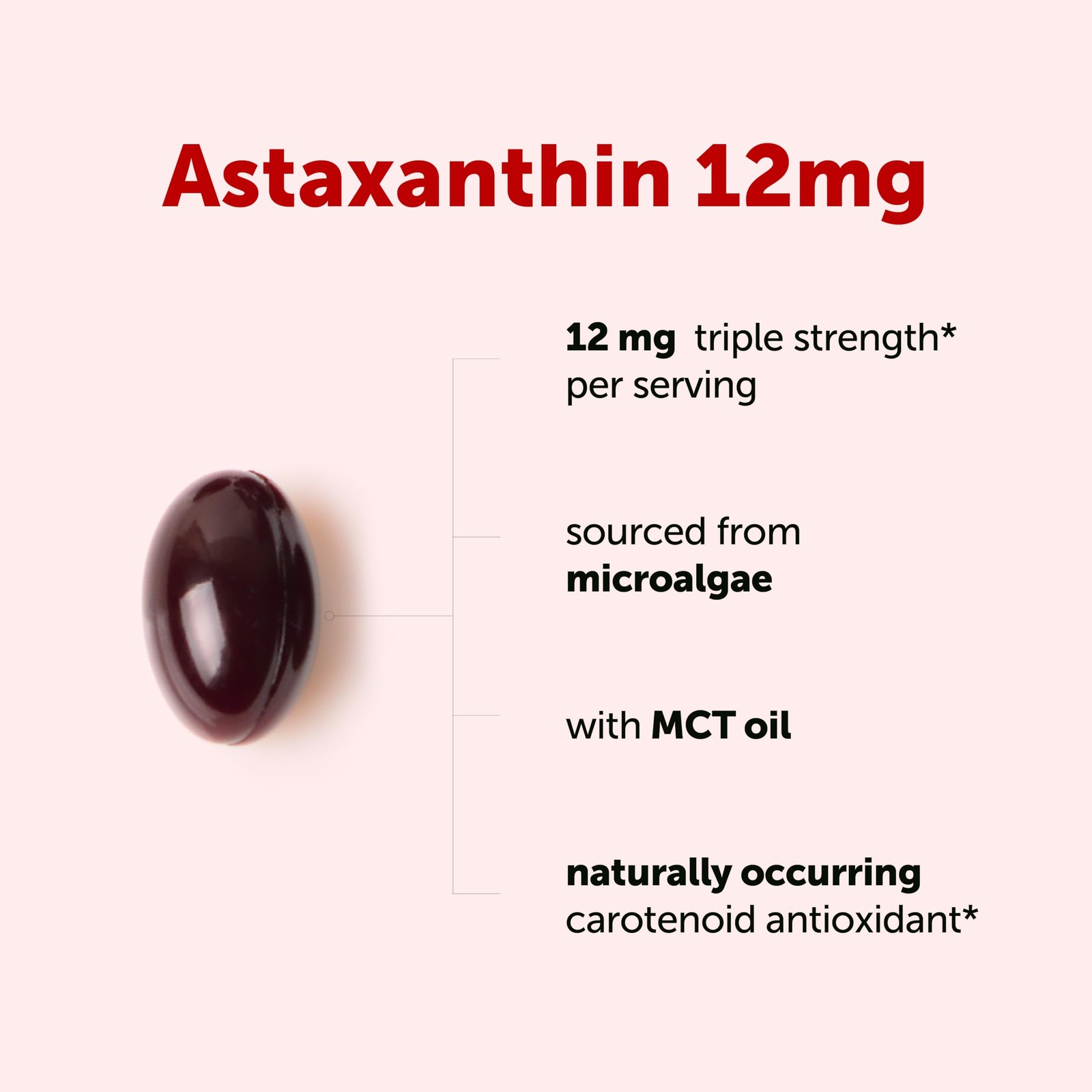 Micro Ingredients Astaxanthin 12mg Per Serving with MCT Oil, 45 Softgels |