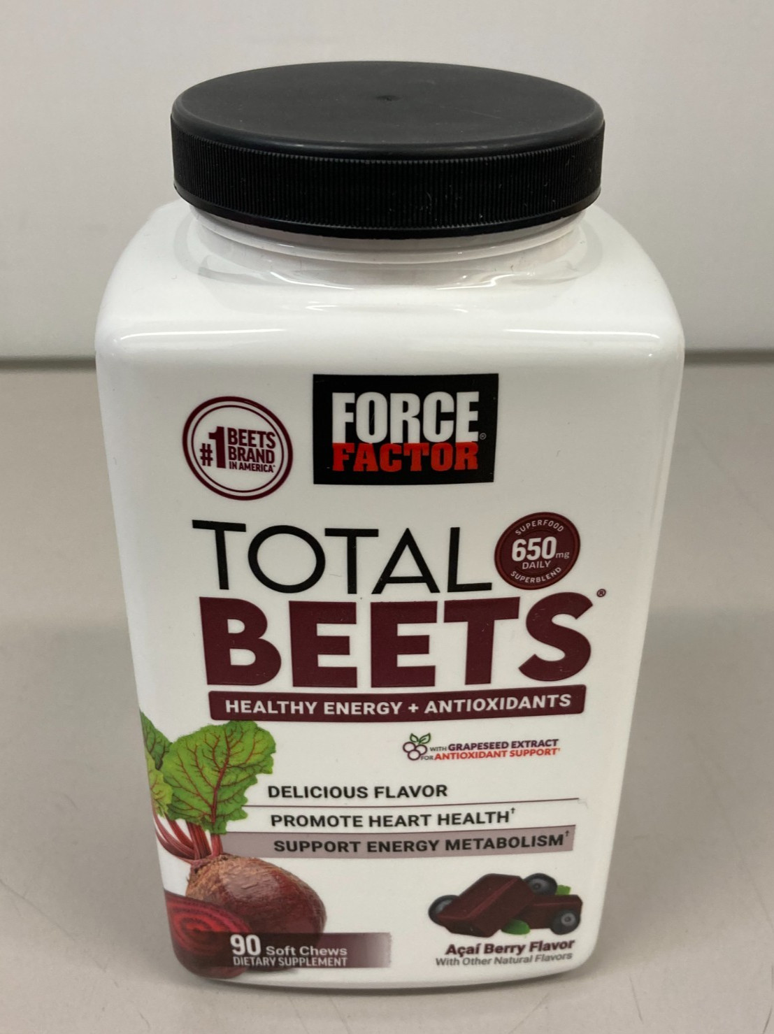 Force Factor Total Beets Soft Chews 90 Ct Acai Berry Heart Energy – 818594019748