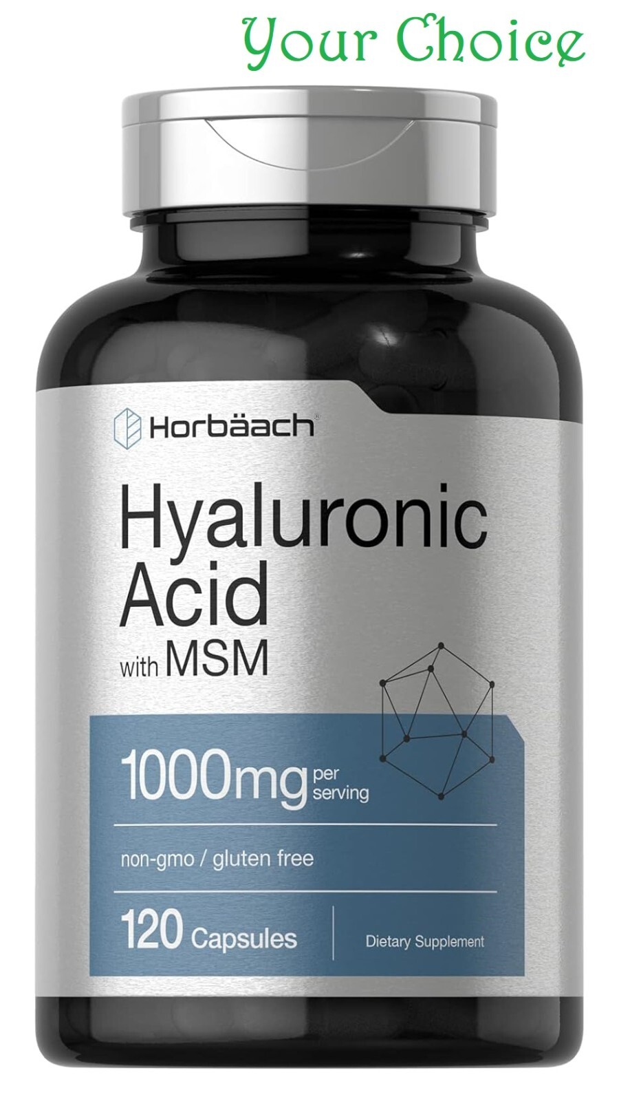 Hyaluronic Acid with MSM | 1000 mg | 120 Capsules | Non-GMO | by Horbaach