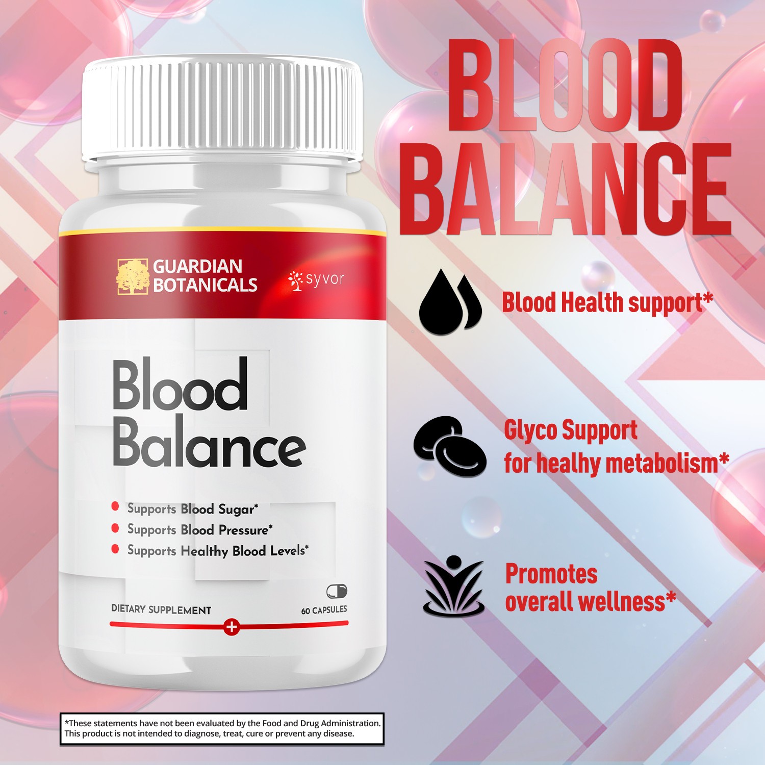 Guardian Botanicals Blood Balance Advanced Glycogen Vitamin 300 Capsule，3-5 Pack