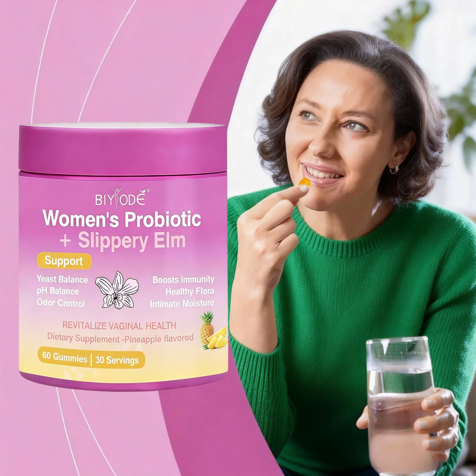 1-5PCS Feminine Probiotics Gummies Slippery Elm & Counts Women 60 Prebiotics