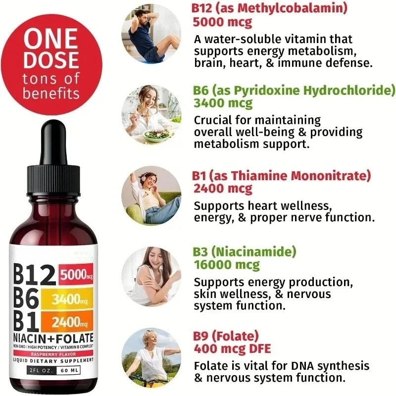 Vitamin B12 Sublingual Vitamin B Complex B 12,Vitamin B12 and B6 Liquid Drops