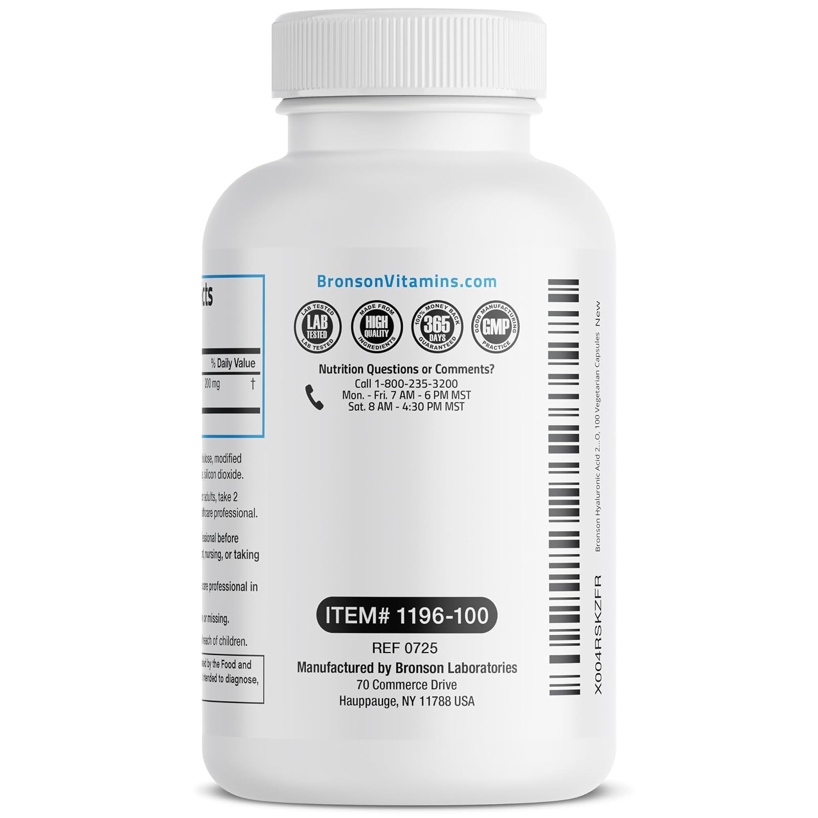 Bronson Hyaluronic Acid 200 MG – Joint & Skin Support – 100 Vegetarian Capsules