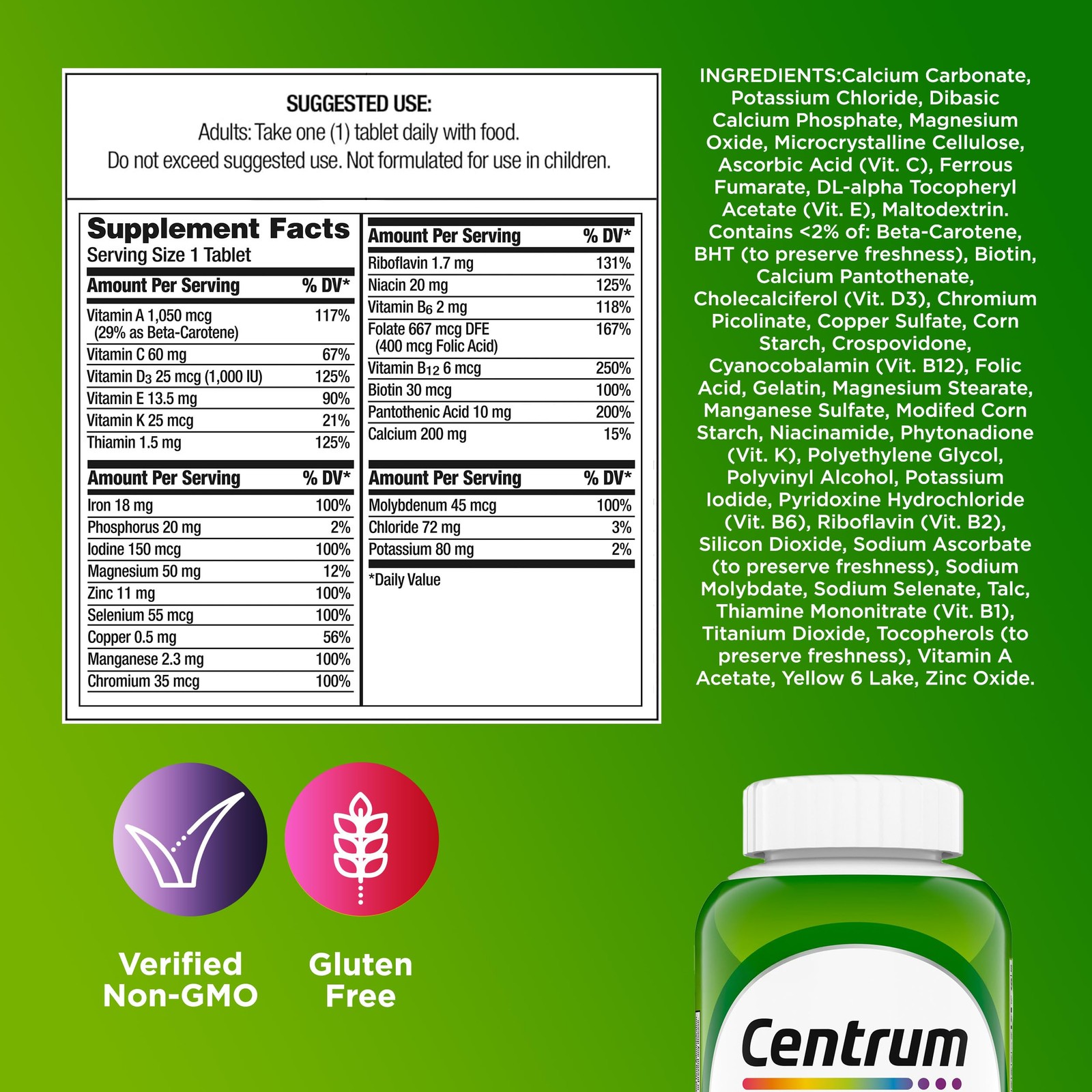 Centrum Adults Multivitamin 200 Tablets Immune Support B C E FROM USA