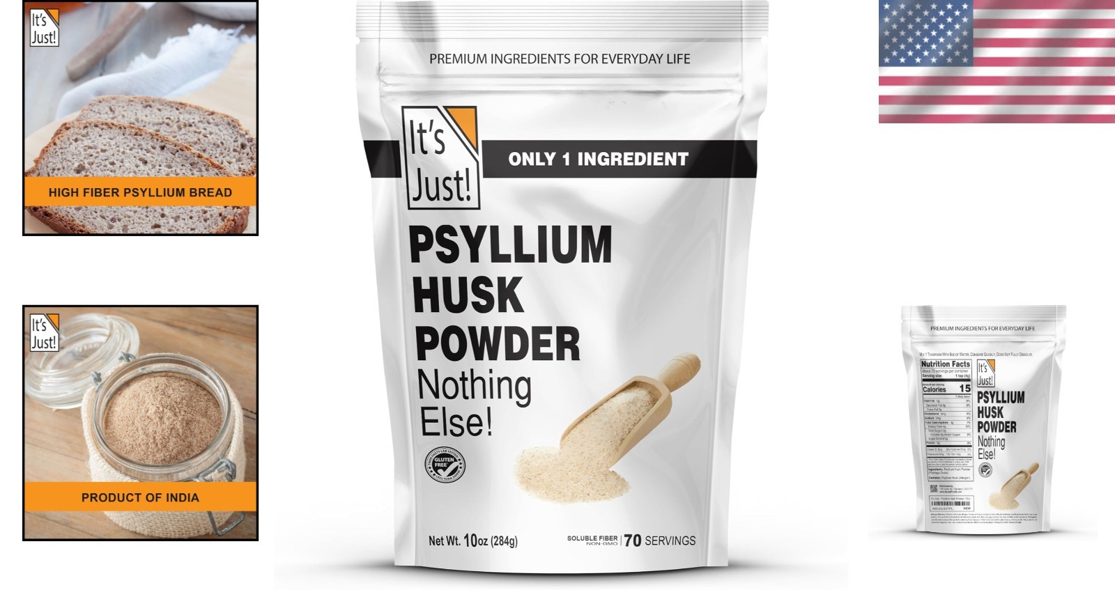 Non-GMO Psyllium Husk Powder 10oz – Easy Mixing Dietary Fiber for Health
