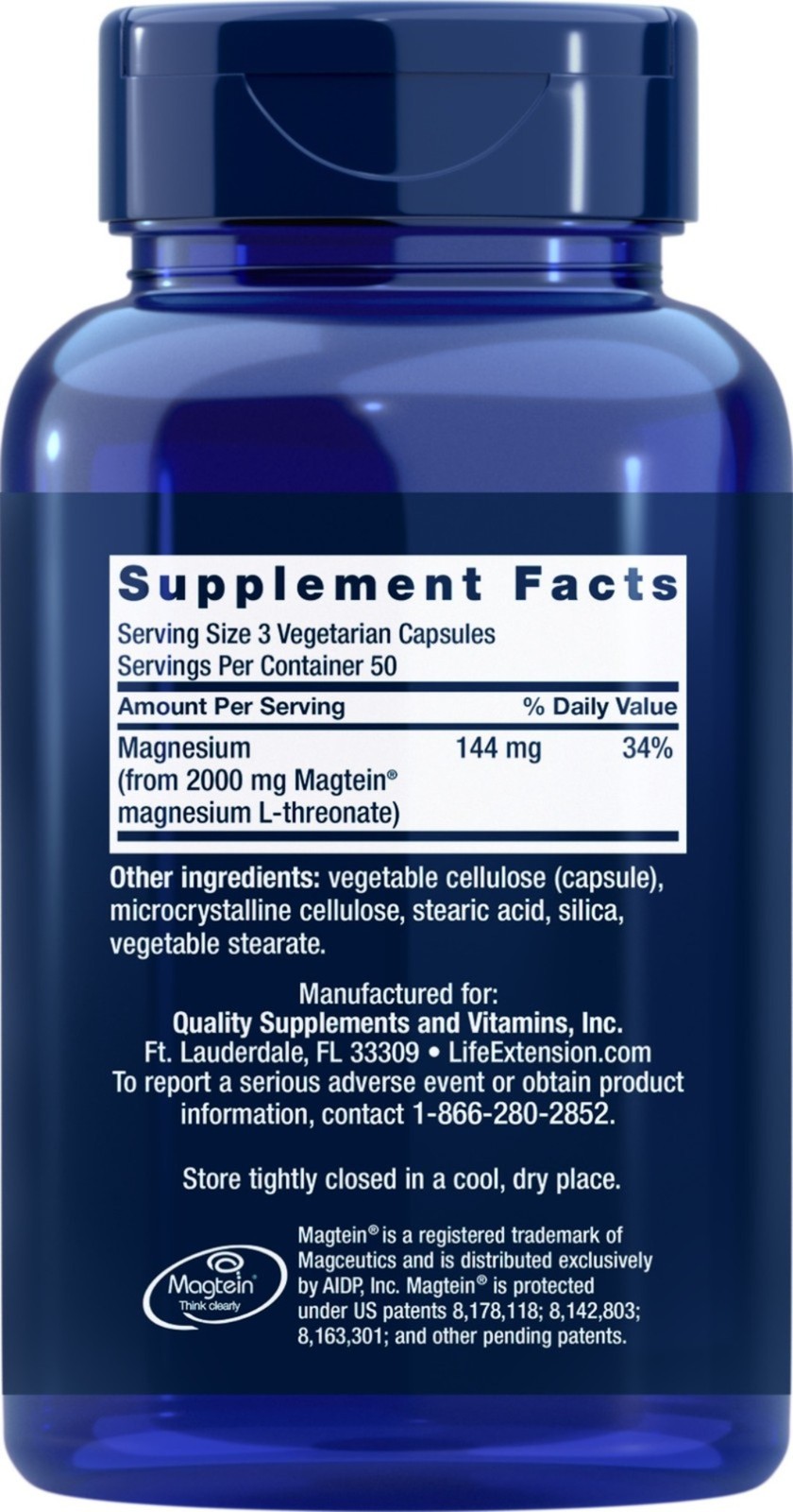 Neuro-Mag Magnesium L-Threonate Magtein Original mg Life Extension 2000