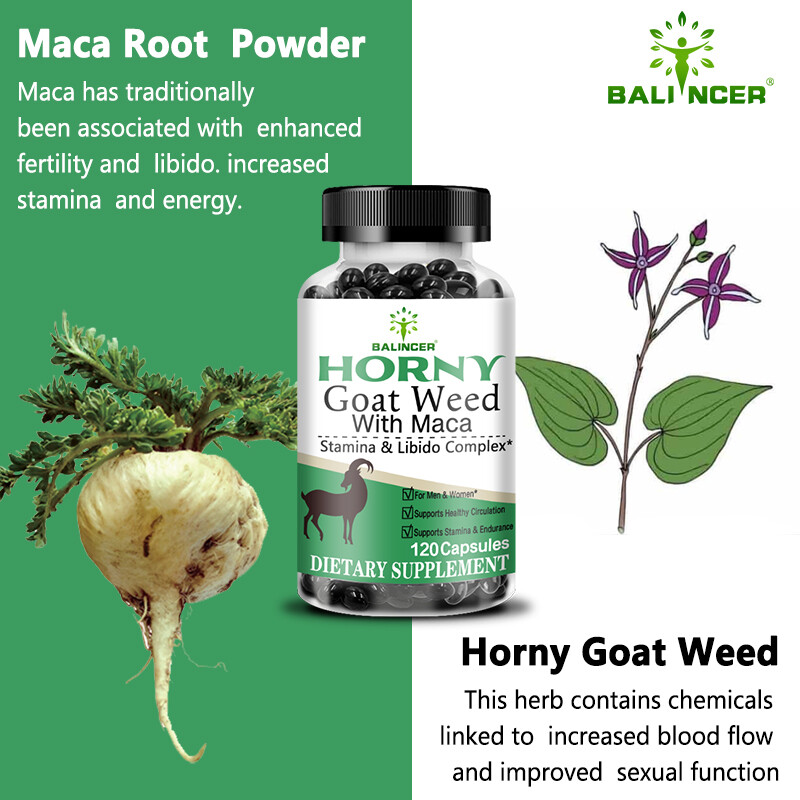 Horny Goat Weed and maca Extract -Gluten Free, Non-GMO,Unisex