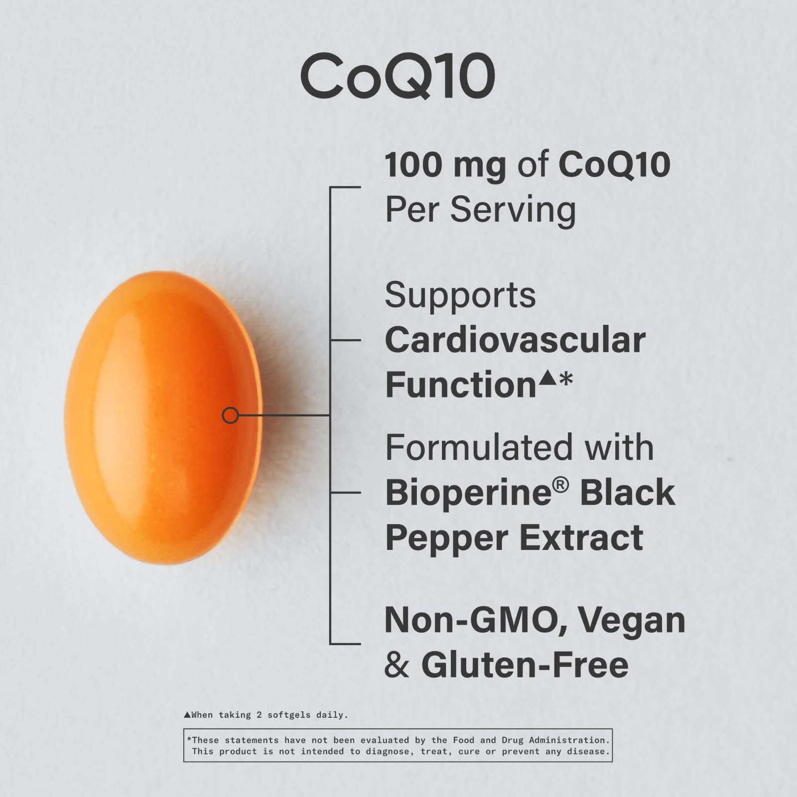 CoQ10 100mg with Coconut Oil & Bioperine for Enhanced Absorption | Vegan, Non-GM