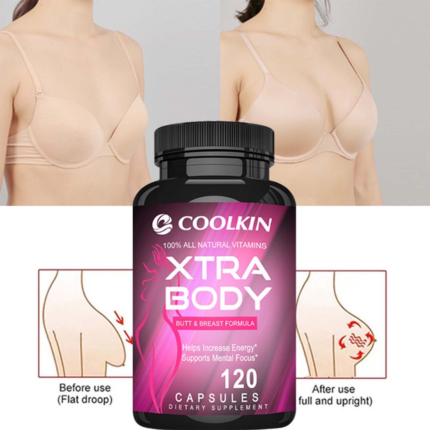 120pcs Xtra Body – Pueraria Mirifica – Butt Breast Enlargement, Estrogen Balance