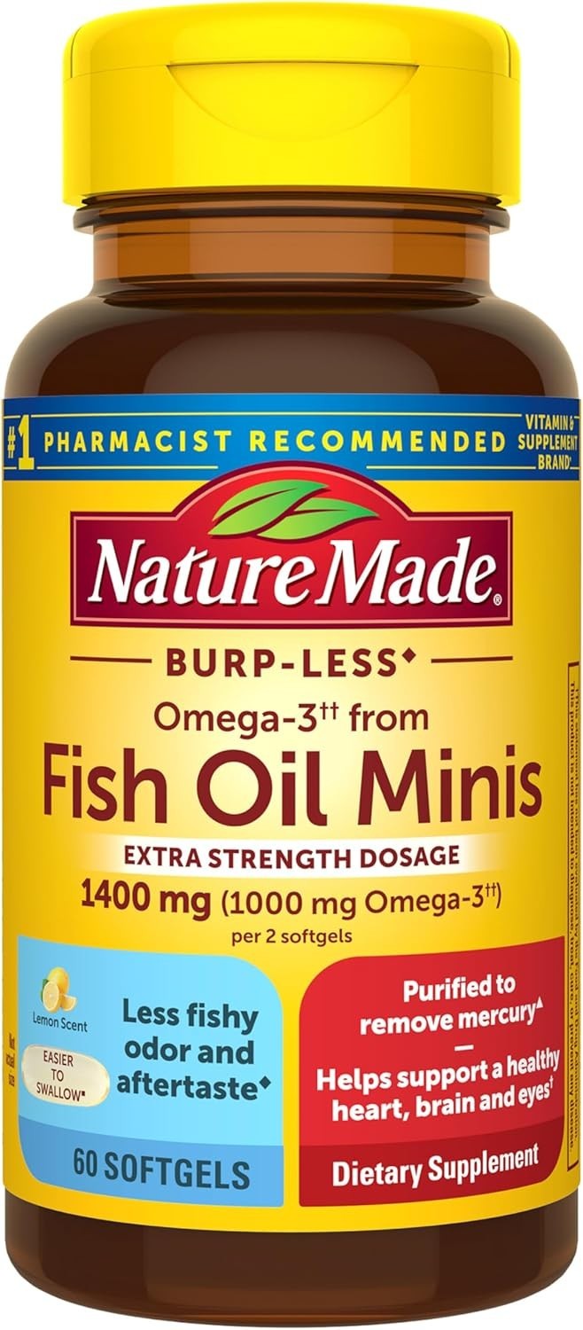 Extra Strength Omega-3 Fish Oil, 1400 mg Minis for Heart & Brain, 60 Softgels