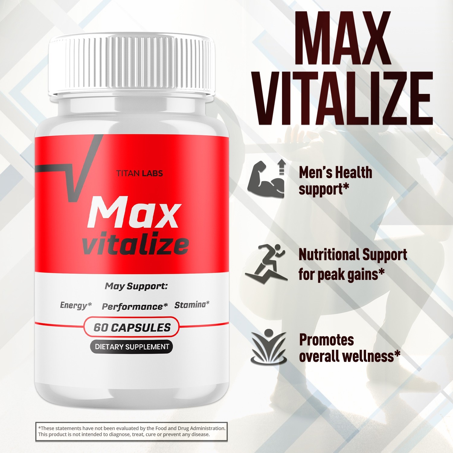 (1 Pack) Max Vitalize Advanced Male Support Supplement MaxVitalize 60 Capsules