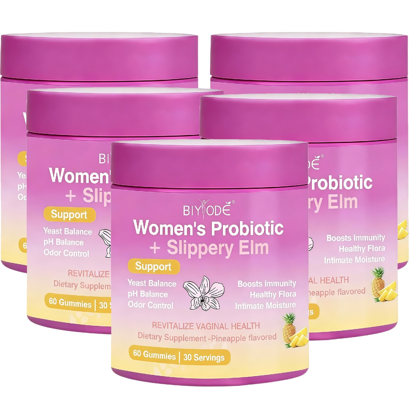 1-5PCS Feminine Probiotics Gummies Slippery Elm & Counts Women 60 Prebiotics