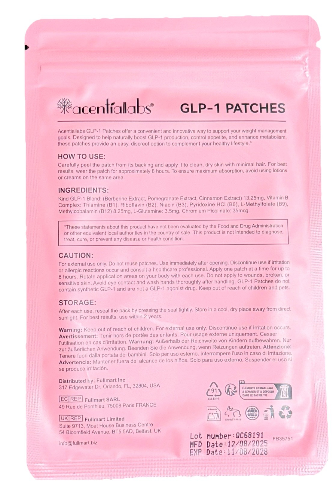 Berberine Patches 30 Count Unisex