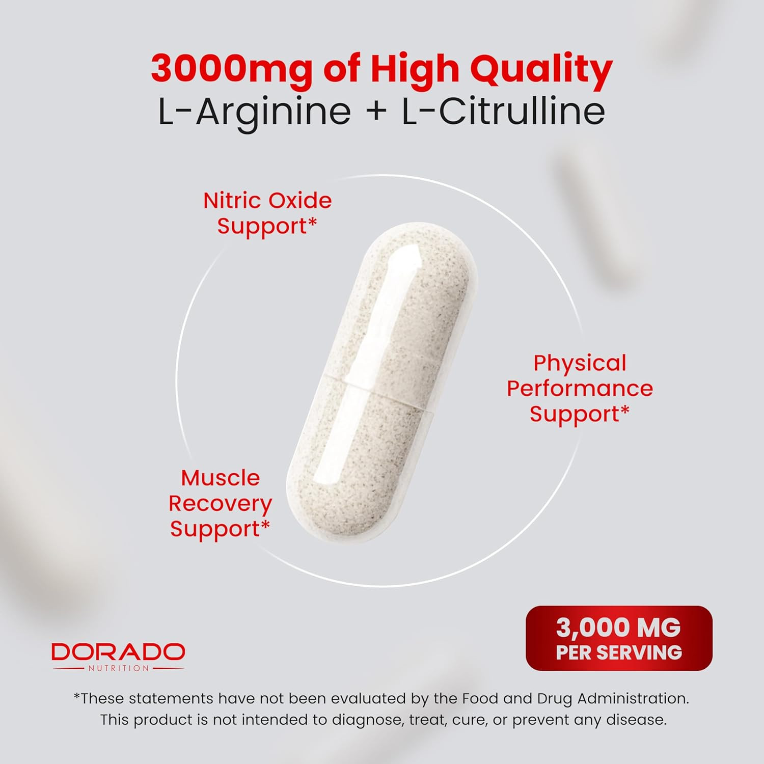 L-Arginine 1000mg L-Citrulline 3000mg 240Caps Amino Acid Non GMO/Gluten Free
