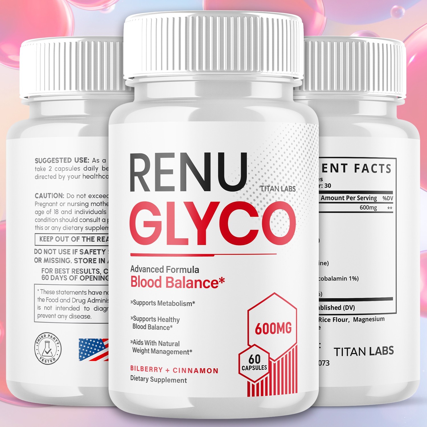 (2 Pack) Renu Glyco Advanced Blood Health Support Supplement RenuGlyco 120 Caps