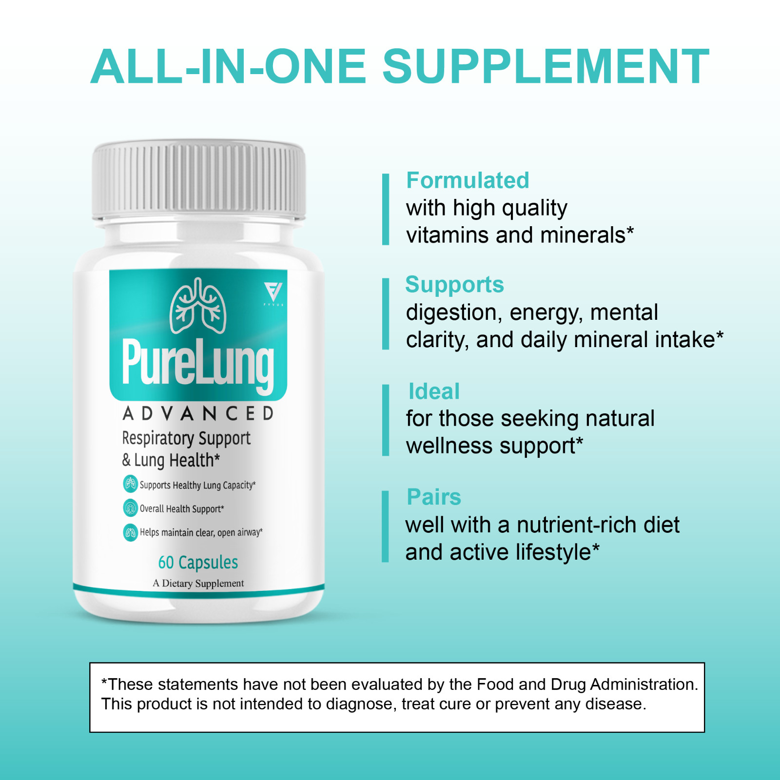 (3 Pack) Pure Lung Advanced Wellness Support, PureLung Health (180 Capsules)