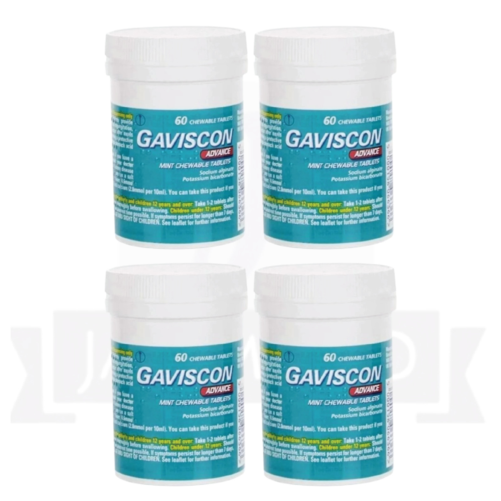 Gavscon Advance Chewable Mint Tablet 60ct PACK OF 4