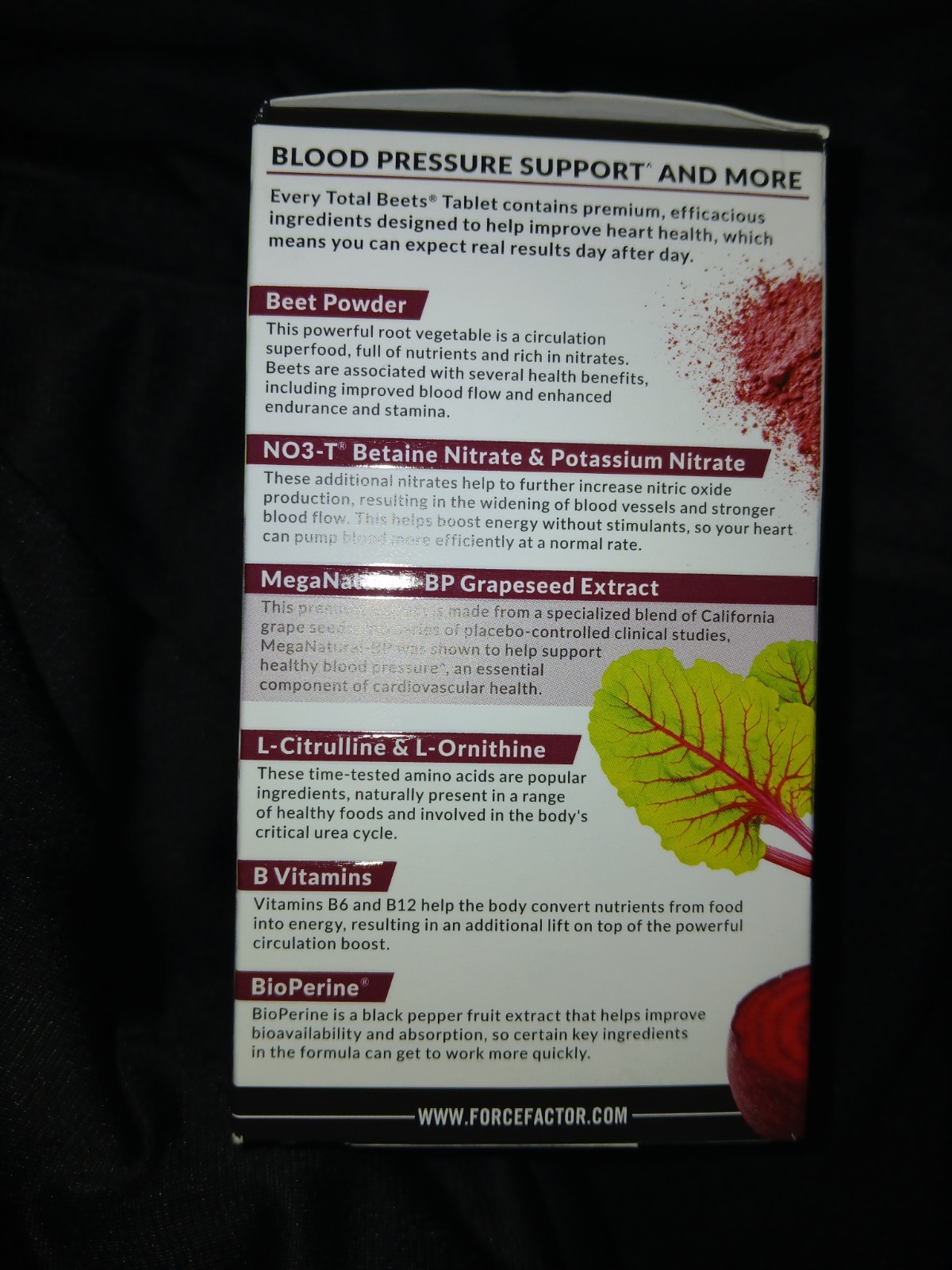 Force Factor Total Beets Blood Pressure Supplement 120 Tabs Exp:1/28 New