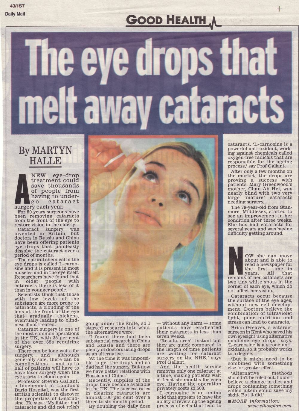 Ethos Heavenly Bright Eyes N-Acetyl-Carnosine Eye Drops for Cataracts 20ml