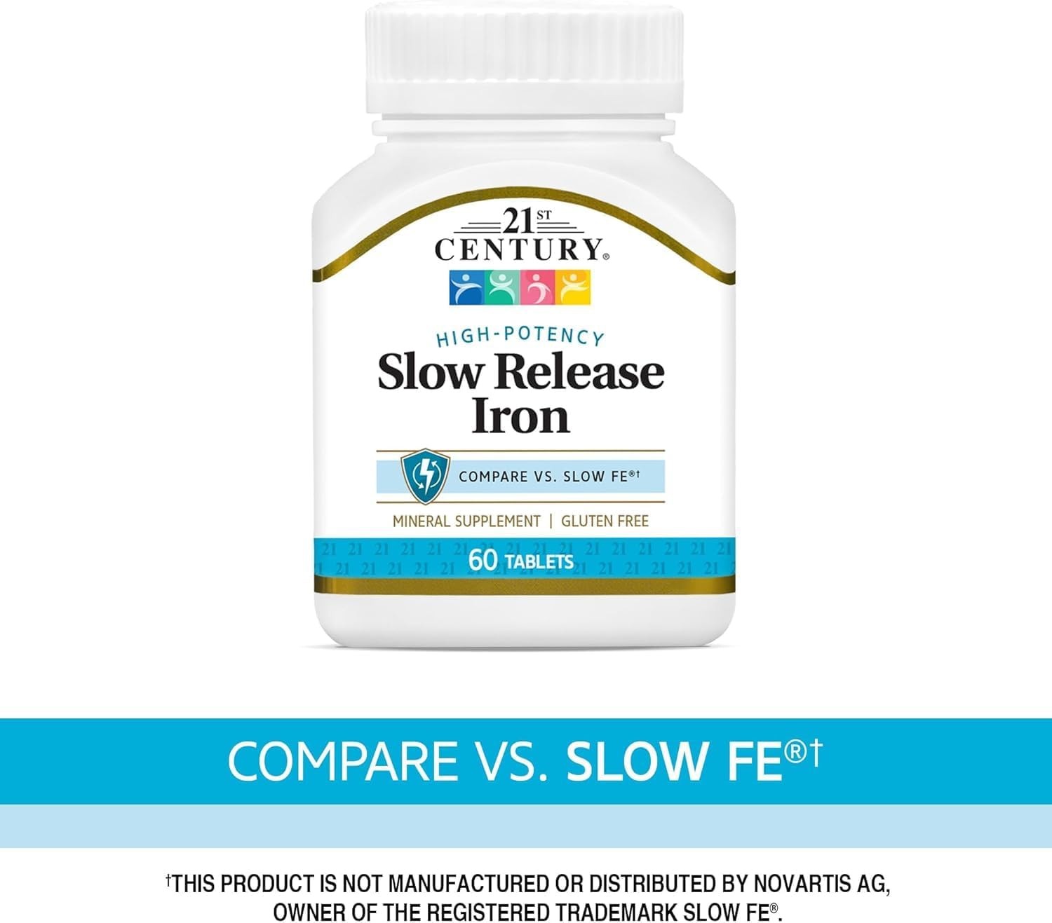 21st Century Slow Release Iron Tablets, 60 Count (Pack of 3)