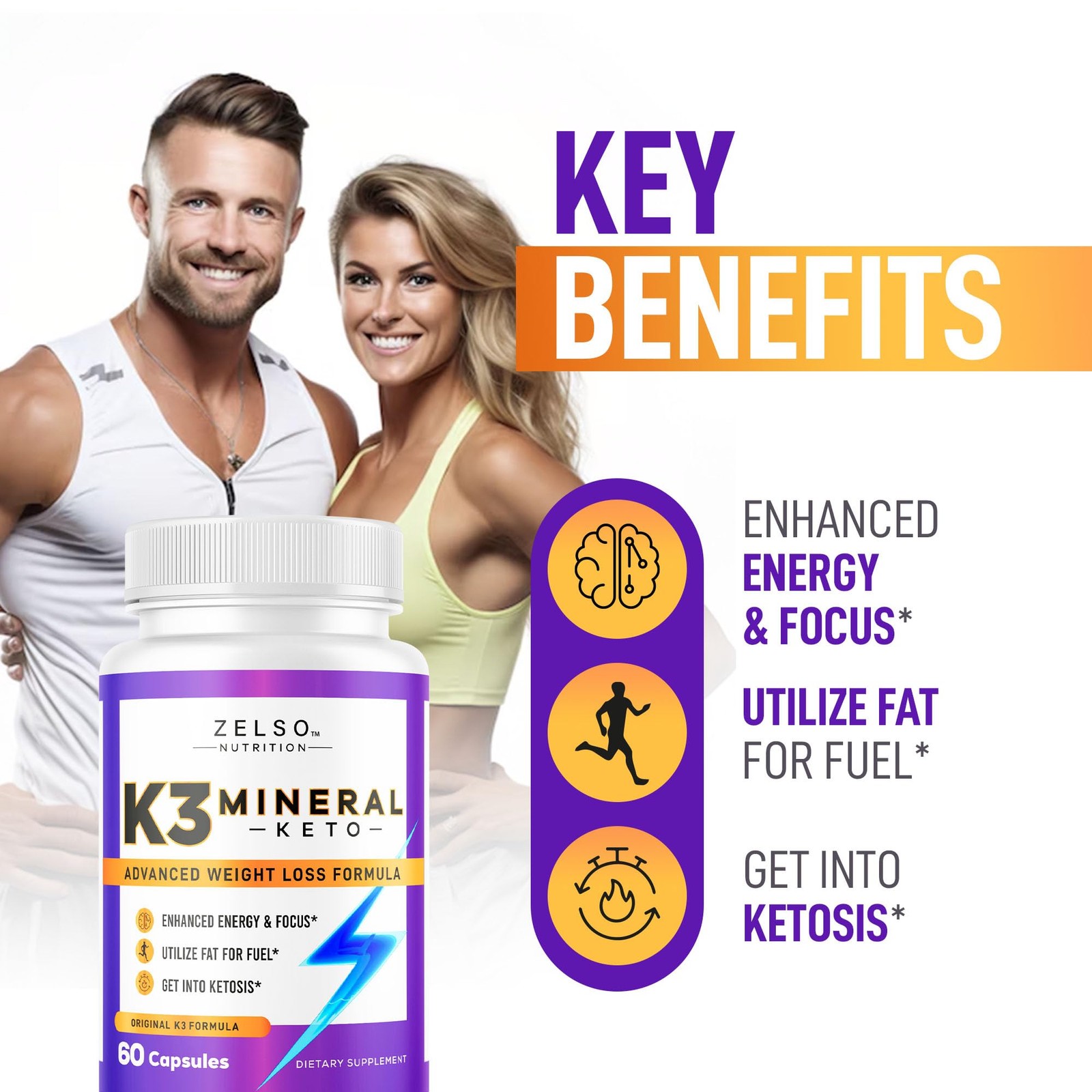 ZELSO (3 Pack) K3 Mineral Weight Loss Pills for Women 60 Count (Pack of 3)